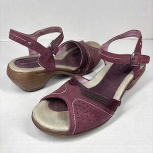 Merrell Luxe Strap‎ Viola Women's 8 Wedge Sandals Ankle Burgundy Leather Comfort